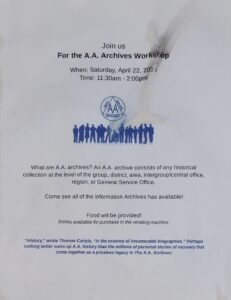 AA Archives Workshop @ Fox Valley Fellowship Center | Aurora | Illinois | United States